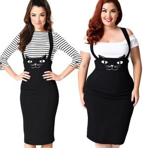 Unique Vintage Cat Suspenders Skirt S/M